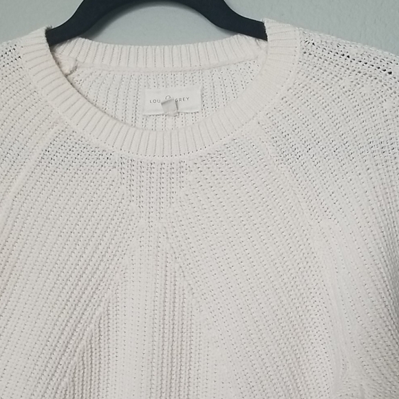 Lou & Grey XS Casual Basic Cream Open Knit Sweater - Picture 4 of 6
